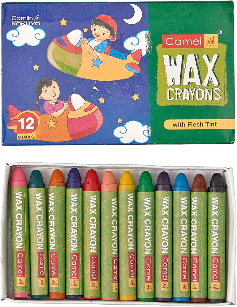 Camel Wax Crayons Smooth & Bright Colours (12Shades)