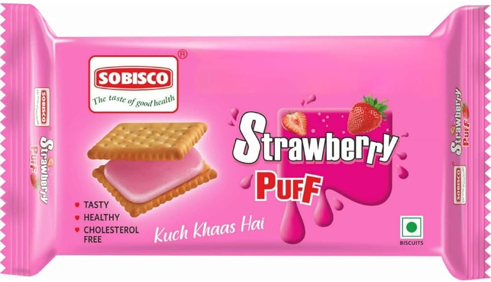 Sobisco Strawberry Puff Sandwich Biscuits 30g